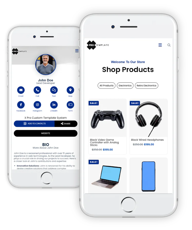 xpro template system two screens mockup screens